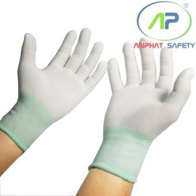 Găng chống tĩnh điện phủ PU đầu ngón không có viền (Màu xám) M
